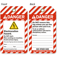 Electrocution Hazard Men Working On Machine Lockout Tag