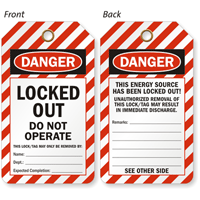 Danger Locked Out Do Not Operate 2 Sided Tag
