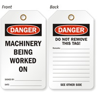 Machinery Being Worked On 2 Sided Tag