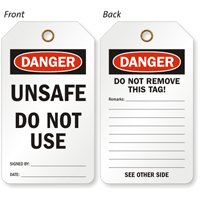 Danger Unsafe Do Not Use Double Sided Tag