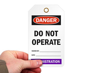 Do Not Operate Tag