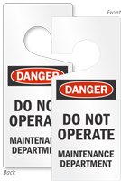 Caution Maintenance Department Lockout Door Hanger