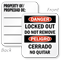 Bilingual Danger Locked Out Property Padlock Label