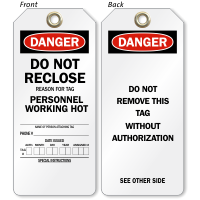 Do Not Reclose Danger Tag
